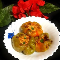 A picture of Shahi Stuffed Bell Pepper zero oil Cooking.