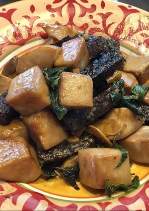 三杯杏鮑菇米血 的食譜成品照片