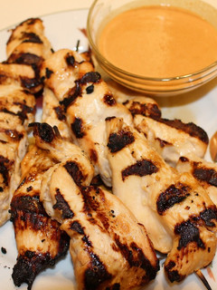 A picture of Grilled Chicken Satay Skewers.