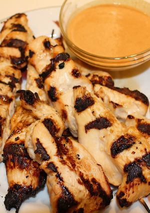 A picture of Grilled Chicken Satay Skewers.