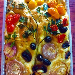 A picture of Artistic Focaccio Bread with Rosemary.