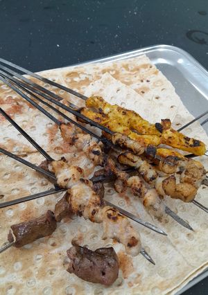 عکسی از دستور جگرو دنبه و جوجه(Liver،chicken and tail)
