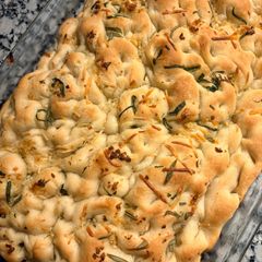 Roasted Garlic Herb Parmesan Focaccia Bread A picture of Roasted Garlic Herb Parmesan Focaccia Bread.