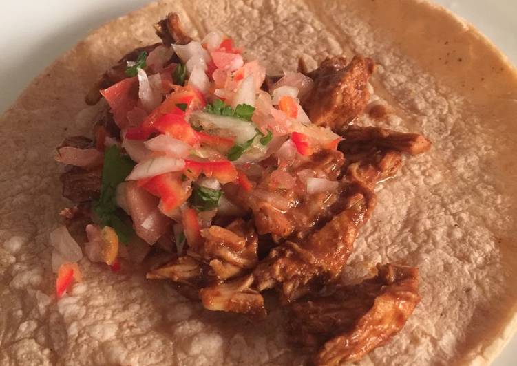 Shredded MOlé Chicken Tacos