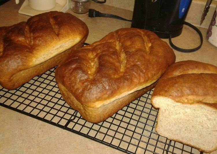 Plain white bread (makes 3-4 loaves)