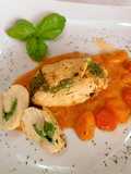Chicken Breast Roll-Ups with Swiss Chard and Parmesan Cream