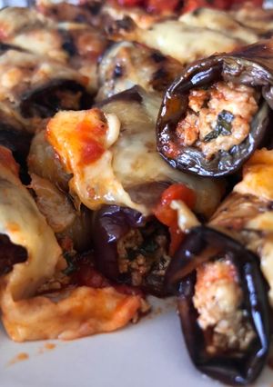 Une photo de Roulés d’aubergine gratinés