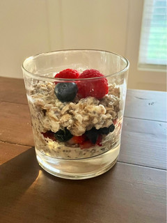 A picture of Breakfast Parfait of Overnight Oats, Chia, and Fruit.