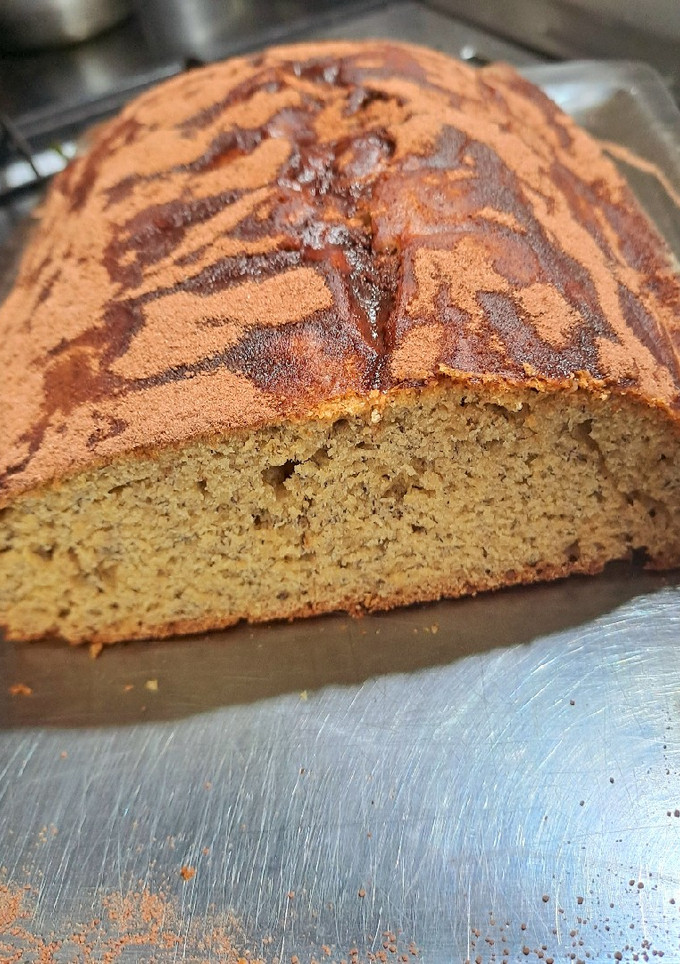 Una foto de Budín de bananas y café sin manteca