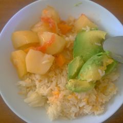 A picture of Rice and potatoes.