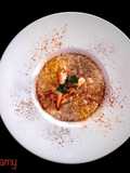 Risotto alle 5 spezie e gamberi saltati al congnac