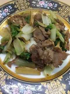 沙茶蒜末羊肉炒小白菜 的食譜成品照片
