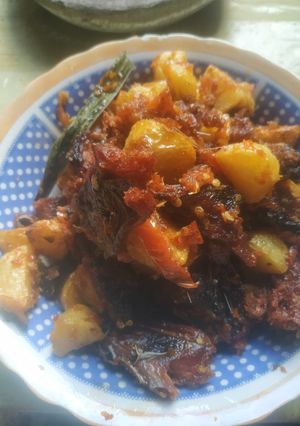 Foto resep Ikan Cakalang Fufu/Asap + Kentang Goreng Sous