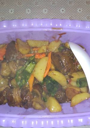 Foto resep Ati Ampela dengan kentang masak bumbu rendang
