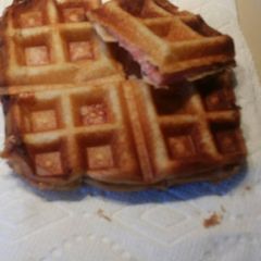 A picture of Ham and swiss waffle melt.
