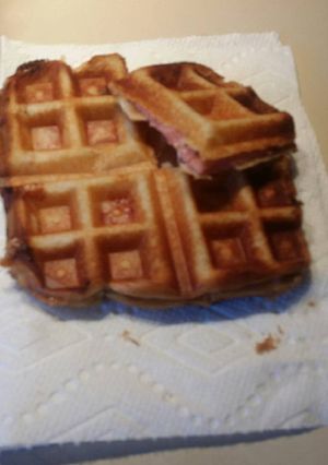 A picture of Ham and swiss waffle melt.