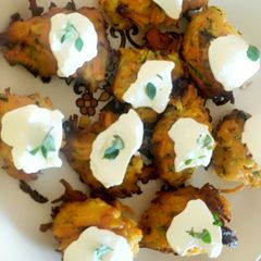 A picture of What a catch today? Mini bite Carrot Zuchini fritters.