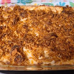 A picture of My Famous Hashbrown Casserole.