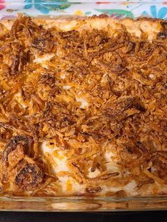 A picture of My Famous Hashbrown Casserole.