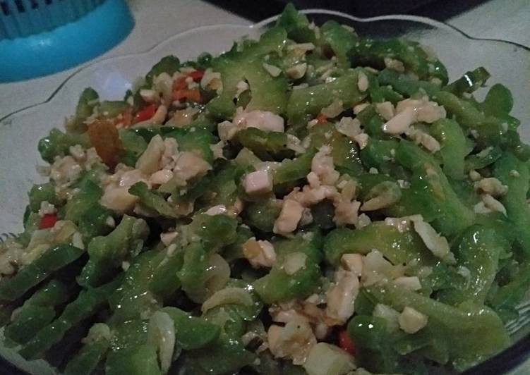 Tumis pare+tempe+rebon