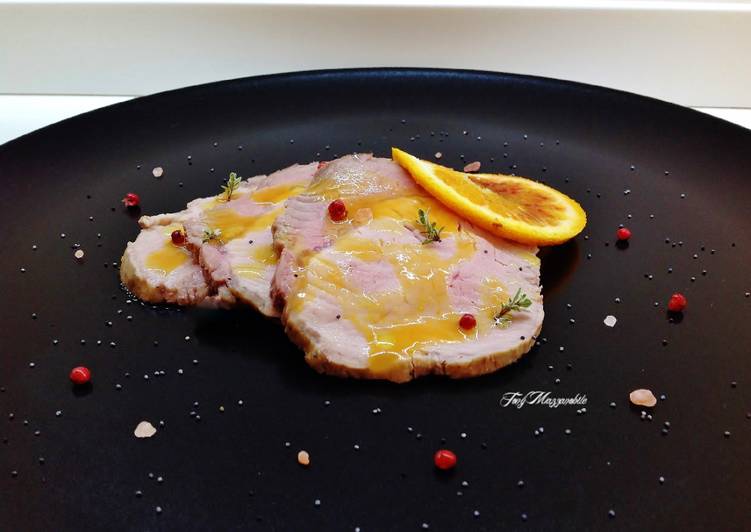 Lonza di maiale con salsa di arance