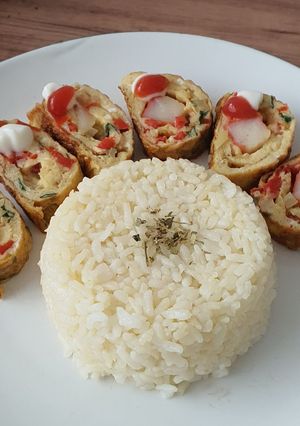 Foto resep Butter rice with kani eggroll