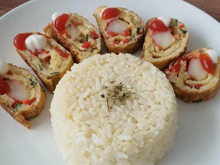 Langkah Mudah untuk Membuat Resep Butter rice with kani eggroll yang  Bikin Ketagihan Anti Ribet, Mantap