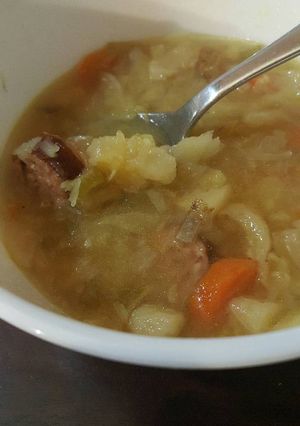A picture of Instant Pot Cabbage Sausage Soup.