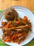 Arroz de plátano maduro con almendras