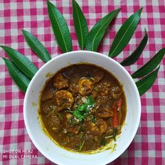 A picture of Prawn curry with raw mango.