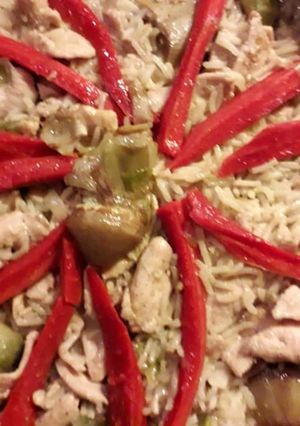 Una foto de ⏭🍽Arroz al curry con pollo🍽😍😃😋