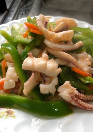青椒炒透抽 的食譜成品照片