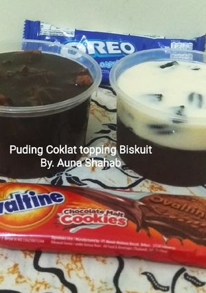 Foto resep Puding Coklat topping Biskuit