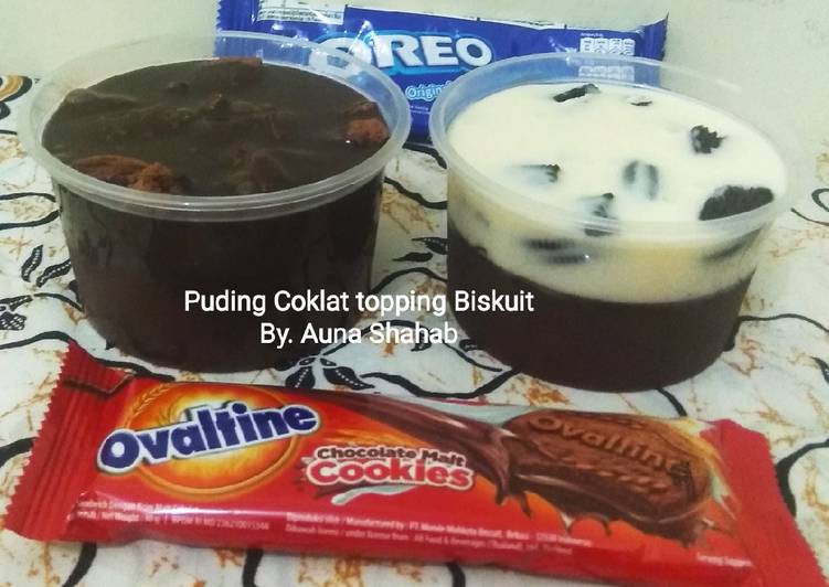 Puding Coklat topping Biskuit