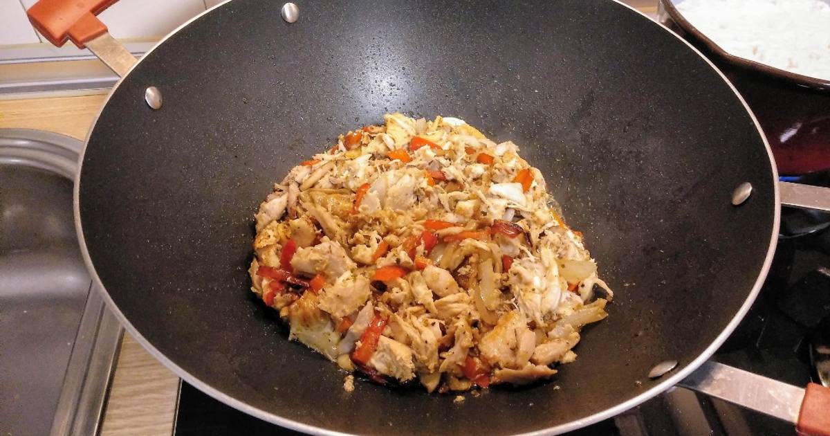 Aprovechando restos: wok de pollo asado salteado Receta de Jesús Ruiz-  Cookpad
