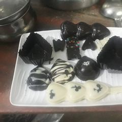 A picture of Different shapes chocolate.
