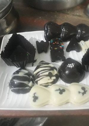 A picture of Different shapes chocolate.