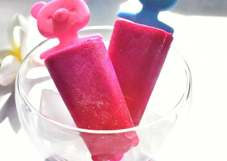 Bagaimana Menyiapkan Es krim buah naga+yakult, Lezat Sekali