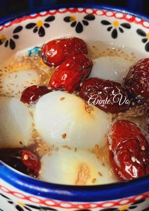 Hình của món Nhãn nấu táo đỏ trần bì.