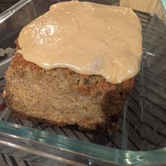 A picture of Banana Bread with Brown Sugar Glaze.