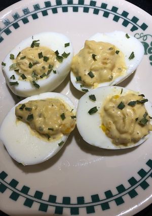 A picture of Easter Ranch Style Deviled Eggs 🐣.