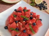 Cocomero, mirtilli e frutta secca