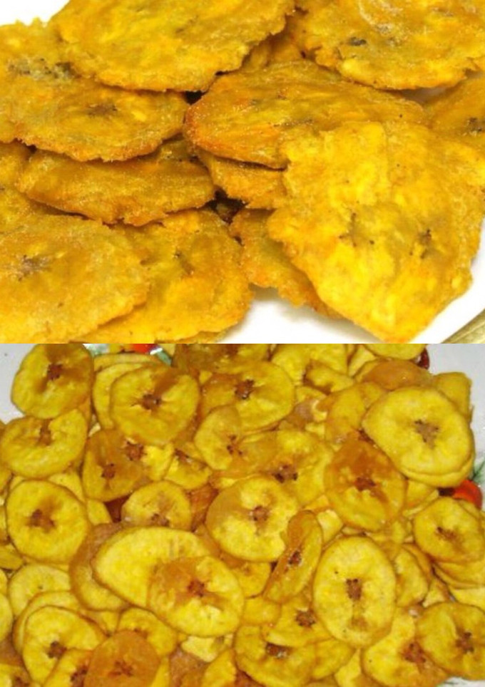 Una foto de Tostones y chips de plátano verde