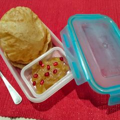 A picture of Masala Cheese Puri & Amla/gooseberry Jam.