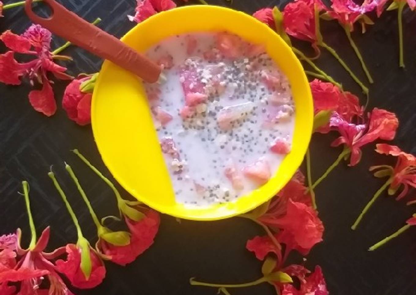 Watermelon,oats raw soup