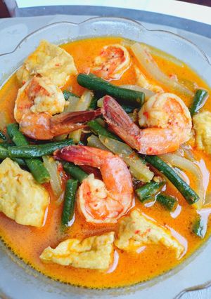 Foto resep Kacang panjang labu siam udang tahu kuah santan
