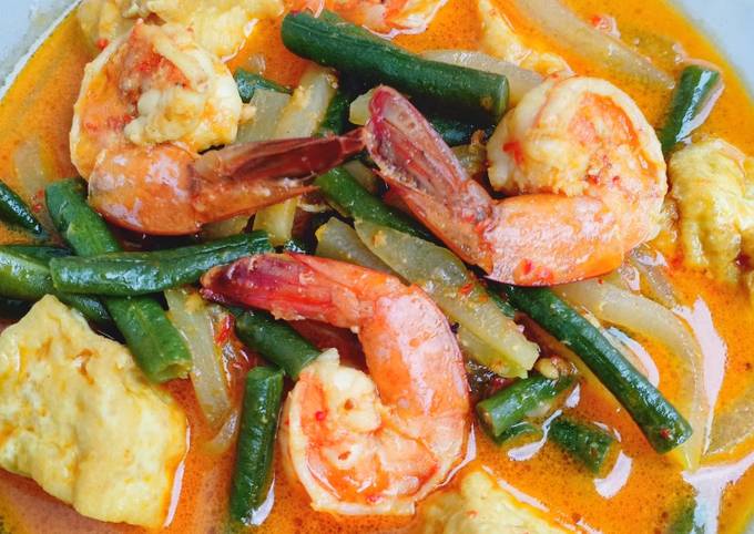 Resep Kacang panjang labu siam udang tahu kuah santan oleh Silvia