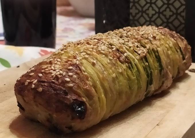 Polpettone con uvetta e fichi secchi,in crosta di zucchine🥒
