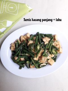 Foto resep Tumis kacang panjang + tahu