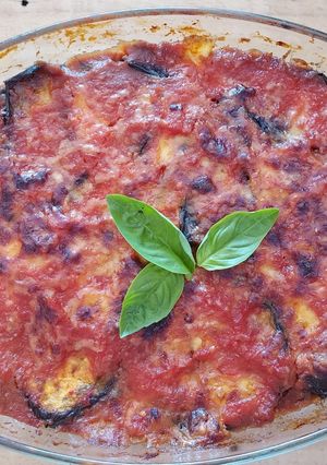 A picture of Eggplant Parmesan (Not Fried).